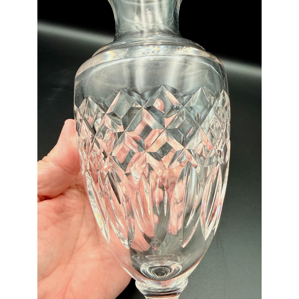 Vintage Sèvres France 10" Crystal Baluster Vase Urn Diamond Cut Pedestal Base - Picture 6 of 10